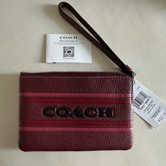 Coach Maroon Wristlet. NWT - Picture 4 of 6
